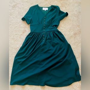 JessaKae Forest Green Dress with Gold Buttons Size M